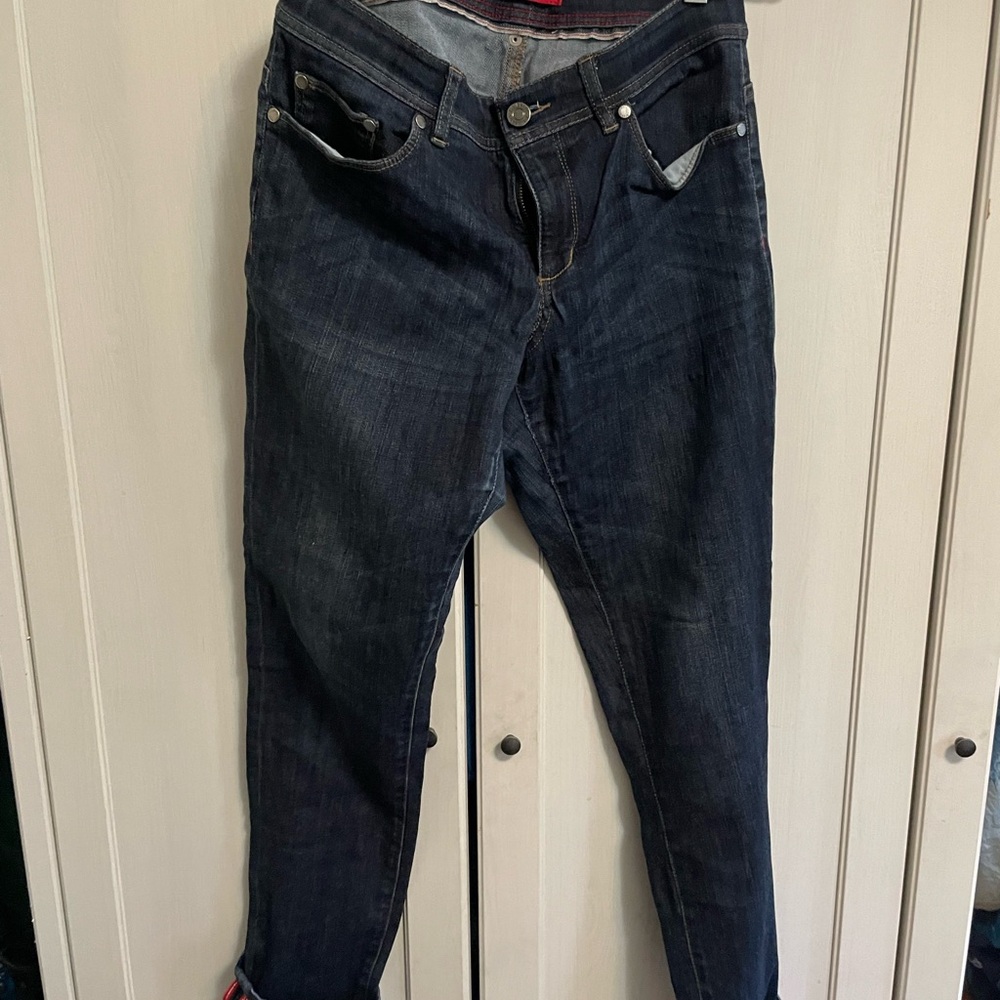 Women’s LLBean Stretch Blue Jeans with reflective cuffs
